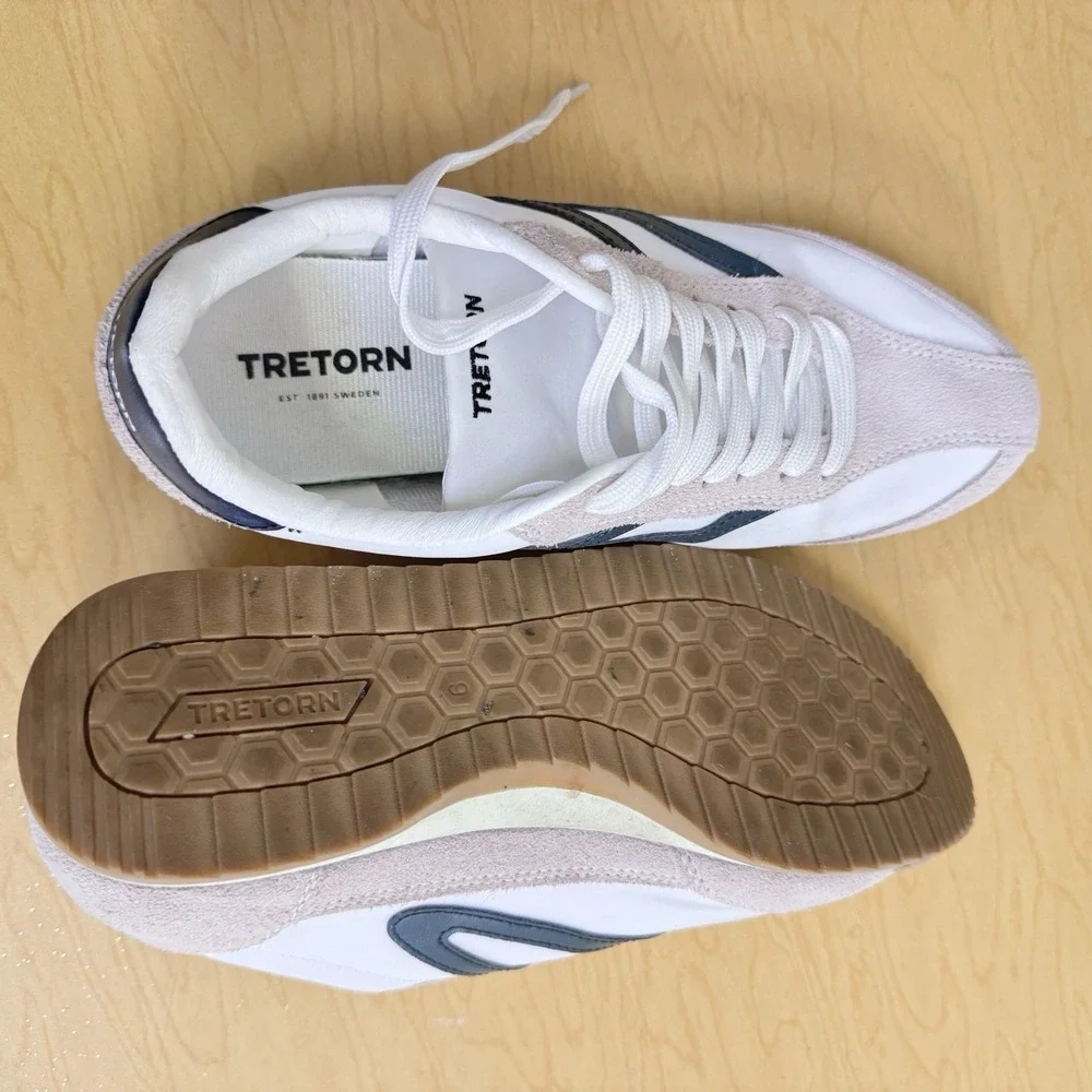 Womens Tretorn Rawlins Size 9 Euc Tan/White/Green Suede Sneakers